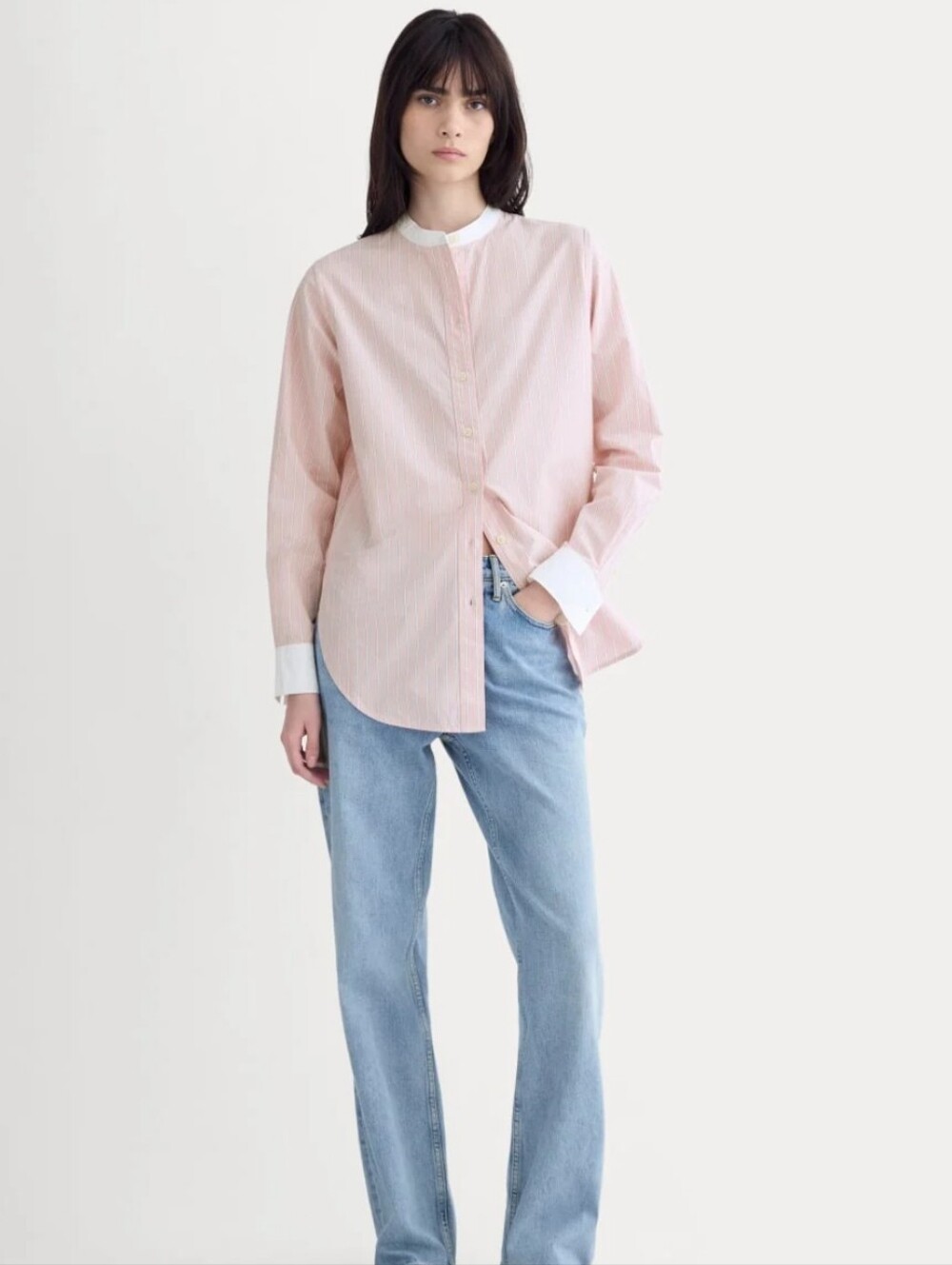 Everlane NWT Pink Striped Oversized Shirt In Ultrasoft Cotton